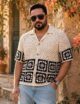Crochet Men Polo shirt. Vintage Style Shirt, Granny Square Sweater, Acrylic.