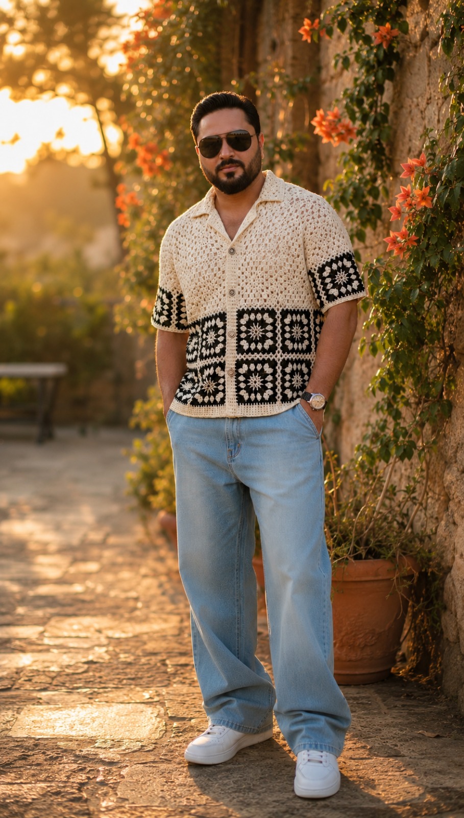 WhatsApp Image 2026-06-22 at 5.23.37 PM Crochet Men Polo shirt, Handmade, Acrylic, - Image 1