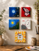 Hand-Painted Mini Canvas, 4x4, 5 pcs - Image 2