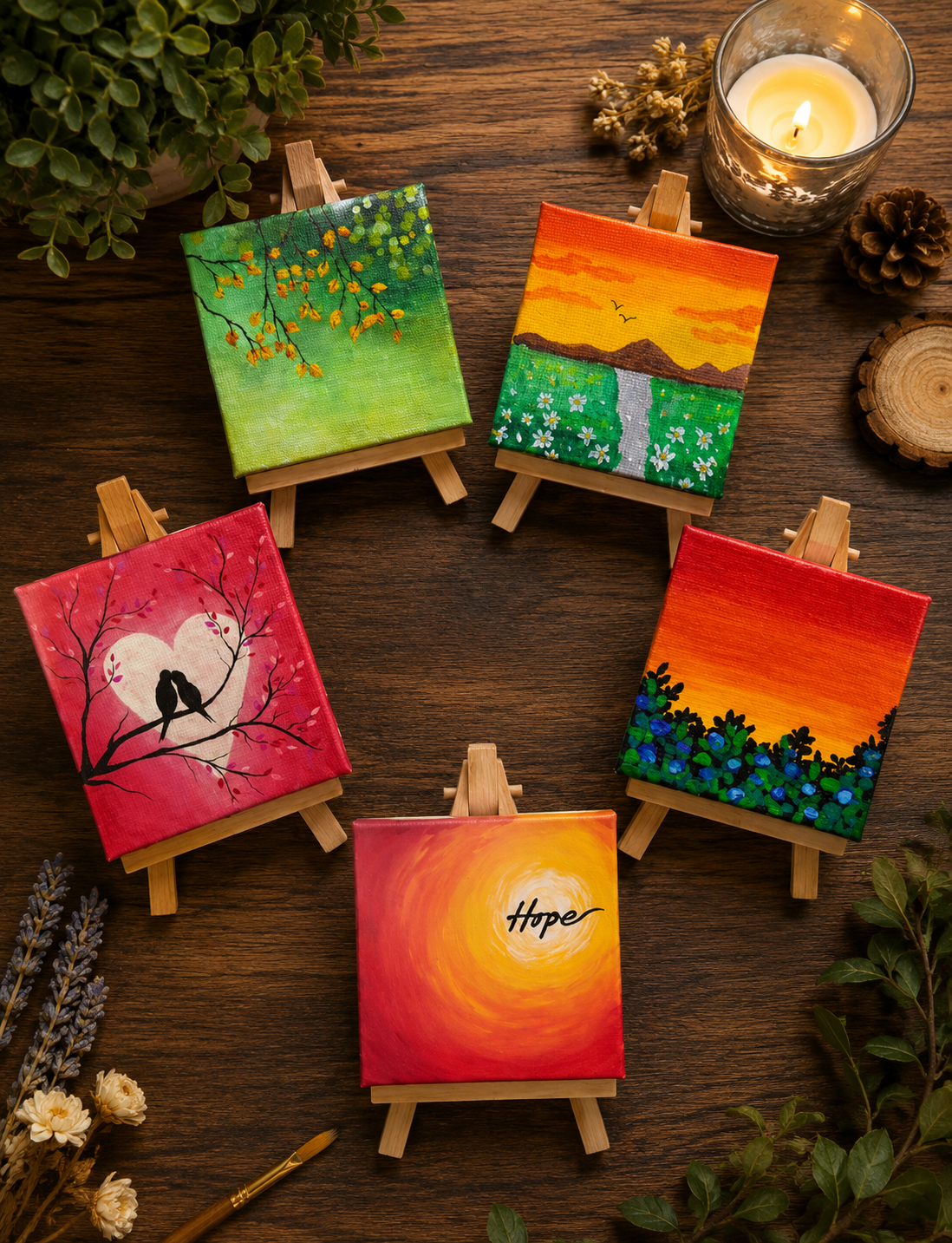 ChatGPT Image 11 Hand-Painted Mini Canvas / Mini Acrylic Paintings / 4x4 Canvas Art - Image 1
