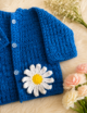 Crochet Sweater Set / Daisy Appliqué  / Woolen / Gift - Image 3