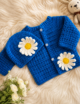 Crochet Sweater Set / Daisy Appliqué  / Woolen / Gift - Image 2