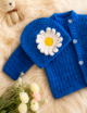 Crochet Sweater Set / Daisy Appliqué  / Woolen / Gift - Image 4