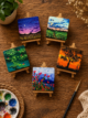 Hand-Painted Mini Canvas / Mini Acrylic Paintings / 4x4 Canvas Art