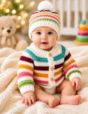 Crochet Baby Sweater & Cap