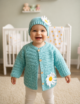 Crochet Sweater Set, Daisy Appliqué, Gift