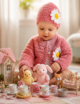 Crochet Sweater Set, Daisy Appliqué, Gift