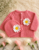 Crochet Sweater Set, Daisy Appliqué, Gift - Image 2