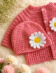 Crochet Sweater Set, Daisy Appliqué, Gift - Image 3