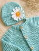 Crochet Sweater Set, Daisy Appliqué, Gift - Image 4