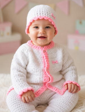 Crochet Baby Sweater & Cap