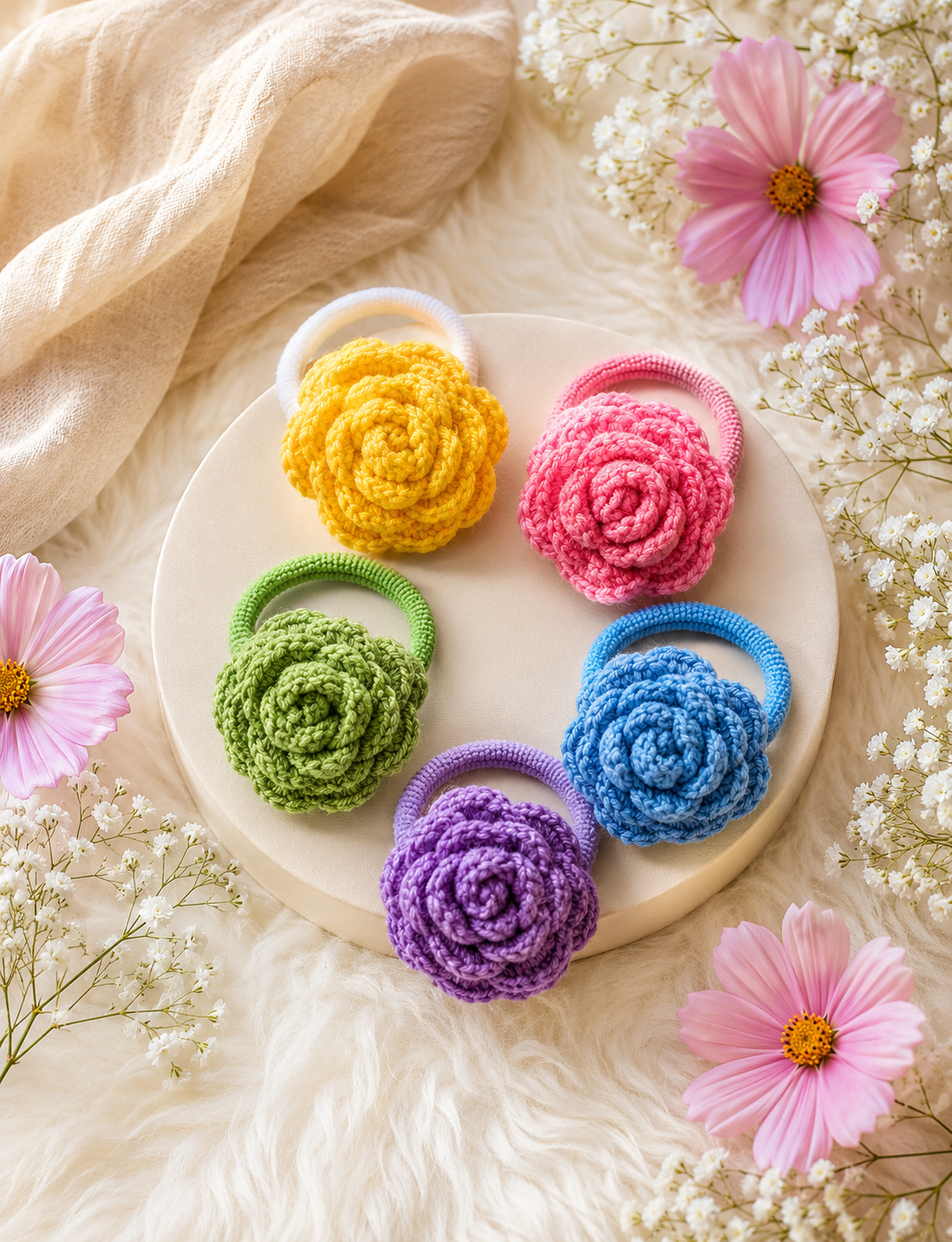 ChatGPT Image Jun 29, 2026, 09_13_01 PM Crochet Hair Tie Set, 5 pcs - Image 1