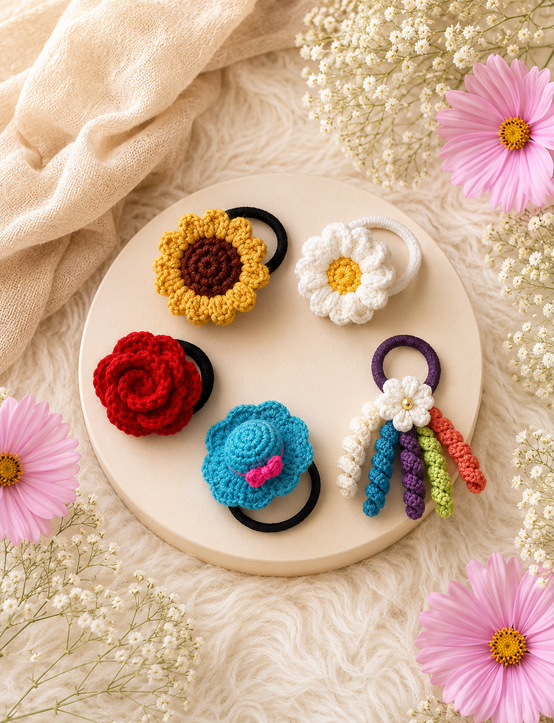 ChatGPT Image Jun 29, 2026, 09_37_46 PM Crochet Hair Tie Set, 5 pcs - Image 1