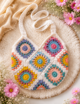 Crochet Shoulder Bag, Colorful Boho Bag.