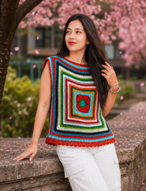 Crochet Boho Granny Square Top