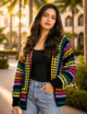 Colorful Crochet Granny Stitch Sweater