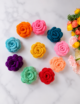 Crochet Rose Flower, Multicolored, 10pcs