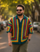 Colorful Striped Crochet Shirt