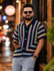 Crochet Navy Blue Polo Shirt - Image 2
