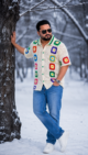 Crochet Colorful Granny Square Shirt - Image 3