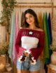 Women’s Burgundy Crochet Mesh Sleeves - Image 2