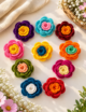 Crochet 3D flower, Multicolor, Set of 5/10