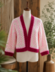 Women’s Pink & White Crochet Cardigan - Image 2