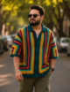 Colorful Striped Crochet Shirt - Image 2