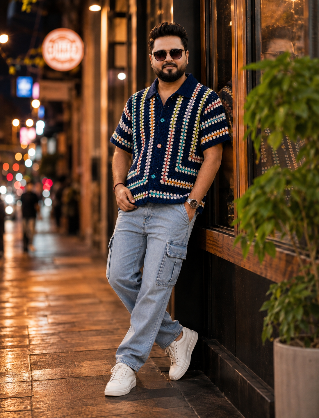 ChatGPT Image Sep 5, 2026, 10_39_59 PM Crochet Navy Blue Polo Shirt - Image 1