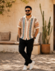 Crochet Polo Shirt Multicolor Striped