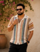 Crochet Polo Shirt Multicolor Striped - Image 2