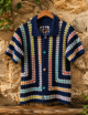 Crochet Navy Blue Polo Shirt - Image 3