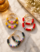 Handmade Clay Beads Hoop Earrings, 3 Pair. - Image 2
