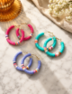 Handmade Clay Beads Hoop Earrings, 3 Pair. - Image 11