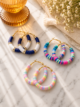 Handmade Clay Beads Hoop Earrings, 3 Pair. - Image 3