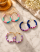 Handmade Clay Beads Hoop Earrings, 3 Pair. - Image 8