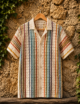 Crochet Polo Shirt Multicolor Striped - Image 3