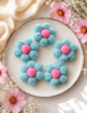 Crochet Puff Flower, Multicolored, Set of 10 - Image 4